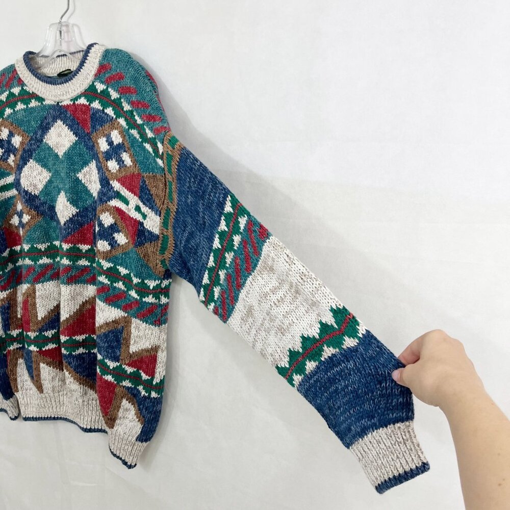 Vintage Croft & Barrow Men's Aztec‎ Print Knit Sweater Retro 90s - Size Large - Picture 3 of 6